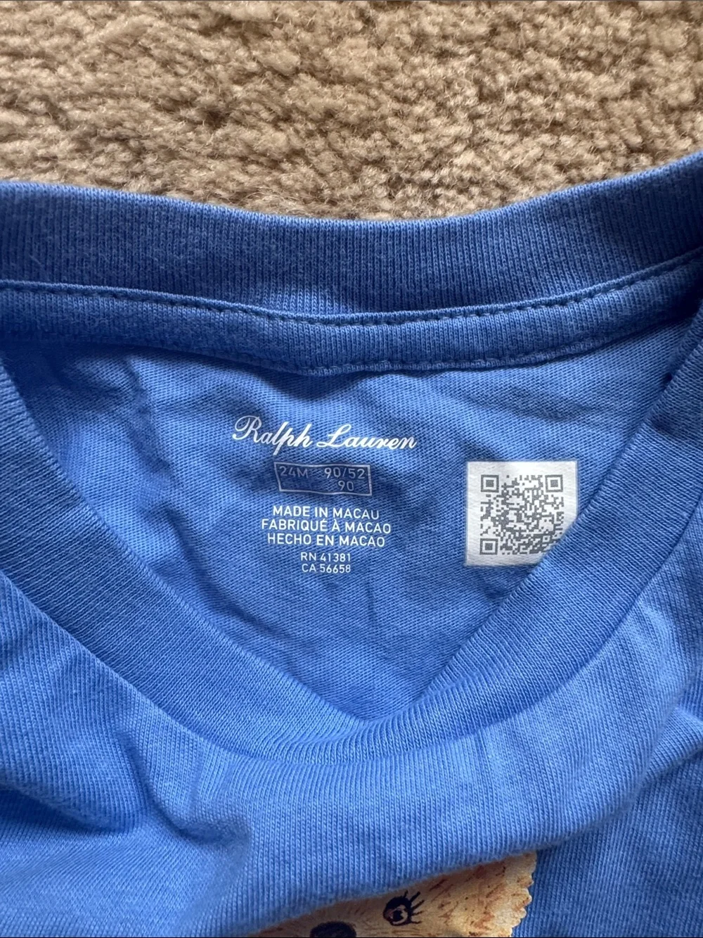 Polo Ralph Lauren Blue Bear Graphic One-Piece for Kids
